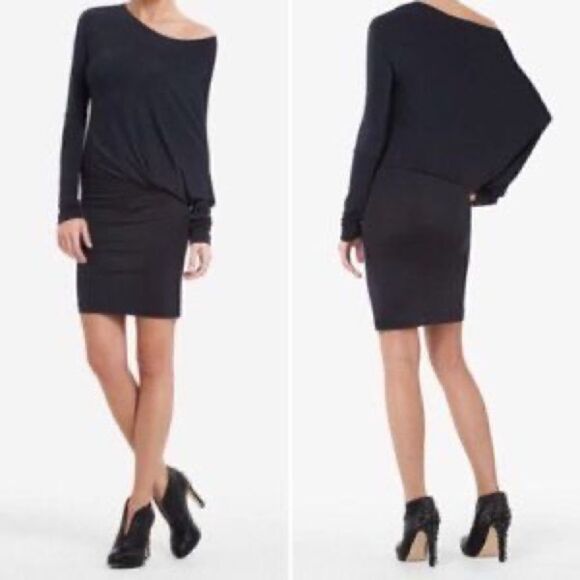 BCBGMaxAzria Dresses & Skirts - BCBGMaxAzria Assymetric Long Sleeves Dress in Black